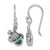 Sterling Silver Rhodium-Plated Antiqued Blue Crystal Hatching Turtle Dangle French Wire Earrings, 26 mm
