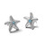 Sterling Silver Rhodium-Plated Polished and Textured Crystal Starfish Stud Earrings, 15.4 mm - View 6