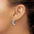Sterling Silver Rhodium-Plated Polished and Antiqued Blue Crystal Turtle J-Hoop Earrings, 20 mm - View 3