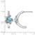 Sterling Silver Rhodium-Plated Polished and Antiqued Blue Crystal Turtle J-Hoop Earrings, 20 mm - View 5