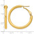 14K Yellow Gold Hollow 3 x 32 mm Polished Round Omega Back Tube Hoop Earrings, 32.5 mm Long - View 4
