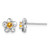Sterling Silver Rhodium-Plated Floral Citrine Stud Earrings, 14.5 mm