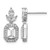 Cheryl M Sterling Silver Rhodium-Plated Polished Fancy Emerald-Cut Cubic Zirconia Halo Post Dangle Earrings, 19.2 mm
