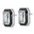 Cheryl M Sterling Silver Rhodium-Plated Polished Black Enamel and Emerald-Cut Cubic Zirconia Stud Earrings, 20.1 mm - View 2