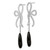 Cheryl M Sterling Silver Rhodium-Plated Polished Fancy Onyx and Cubic Zirconia Bow Post Dangle Earrings, 64 mm - View 2