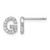 Cheryl M Sterling Silver Rhodium-Plated Polished Letter G Cubic Zirconia Initial Stud Earrings, 7.5 mm