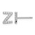 Cheryl M Sterling Silver Rhodium-Plated Polished Letter Z Cubic Zirconia Initial Stud Earrings, 7.5 mm