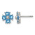 Sterling Silver Rhodium-Plated Blue Topaz Flower Stud Earrings, 9 mm