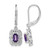 Sterling Silver Rhodium-Plated 0.01ct Diamond and Amethyst Drop Leverback Earrings, 30 mm