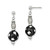 Sterling Silver Black Rhodium-Plated and Diamond-Cut Bead Post Dangle Earrings, 37 mm