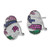Sterling Silver with Black Rhodium Blue & Green Glass, Lab-Created Ruby & Cubic Zirconia Omega Back Stud Earrings, 22.4 mm - View 2