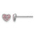 Sterling Silver Rhodium-Plated Polished Pink Glitter Enamel Heart Petite Stud Earrings, 5 mm