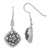 Sterling Silver & Black Rhodium Cubic Zirconia Floral Filigree Dangle French Wire Earrings, 40.6 mm