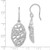Sterling Silver Polished & Textured Cubic Zirconia Oval Dangle French Wire Earrings, 43 mm - View 3