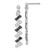 Sterling Silver Polished Black & White Cubic Zirconia Post Dangle Earrings, 32 mm