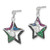 Sterling Silver with Black Rhodium Synthetic Spinel, Syn. Lab-Created Ruby & Cubic Zirconia Star Post Dangle Earrings, 22.25 mm - View 2
