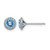 Sterling Silver Rhodium-Plated Blue Topaz and Cubic Zirconia Stud Earrings, 8 mm