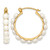 Sterling Silver Gold-Tone 4-5 mm White Button Cultured Freshwater Pearl Hoop Earrings, 30 mm Long