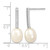 Sterling Silver Rhodium-Plated 8-9 mm White Rice Cultured Freshwater Pearl and Cubic Zirconia Post Dangle Earrings, 25.5 mm Long - View 4