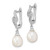 Sterling Silver Rhodium-Plated 7-8 mm White Teardrop Cultured Freshwater Pearl and Cubic Zirconia Dangle Leverback Earrings, 25.5 mm Long - View 2