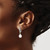 Sterling Silver Rhodium-Plated 7-8 mm White Teardrop Cultured Freshwater Pearl and Cubic Zirconia Dangle Leverback Earrings, 25.5 mm Long - View 3