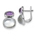 Sterling Silver Rhodium-Plated Purple Crystal/Mother of Pearl Hinged Stud Earrings, 20.3 mm