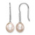 Sterling Silver Rhodium-Plated 7-8 mm Pink Teardrop Cultured Freshwater Pearl and Cubic Zirconia Dangle French Wire Earrings, 26.3 mm Long