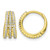 Sterling Silver Gold-Tone Polished Triple Row Cubic Zirconia Hinged Hoop Earrings, 12.3 mm