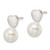 Sterling Silver Shell Simulated Pearl Heart Post Drop Earrings, 15.62 mm - View 2