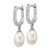 Sterling Silver Rhodium-Plated 7-8 mm White Rice Cultured Freshwater Pearl and Cubic Zirconia Hoop Dangle Earrings, 27.68 mm Long - View 2