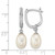 Sterling Silver Rhodium-Plated 7-8 mm White Rice Cultured Freshwater Pearl and Cubic Zirconia Hoop Dangle Earrings, 27.68 mm Long - View 4