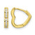 Sterling Silver Polished Gold-Tone Cubic Zirconia Hinged Heart Shaped Hoop Earrings, 12.25 mm