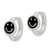 Sterling Silver E-Coating Black Enamel Smiley Face Hoop Earrings, 11.75 mm - View 2