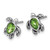 Sterling Silver Rhodium-Plated Polished and Antiqued Green Crystal August Birthstone Turtle Stud Earrings, 10.4 mm - View 2