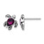 Sterling Silver Rhodium-Plated Polished and Antiqued Purple Crystal February Birthstone Turtle Stud Earrings, 10.4 mm