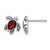 Sterling Silver Rhodium-Plated Polished and Antiqued Red Crystal January Birthstone Turtle Stud Earrings, 10.4 mm