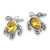 Sterling Silver Rhodium-Plated Polished and Antiqued Yellow Crystal November Birthstone Turtle Stud Earrings, 10.4 mm - View 2
