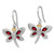 Sterling Silver/14K Rhodium-Plated Garnet/Diamond Dragonfly Drop French Wire Earrings, 29 mm - View 2