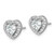 Sterling Silver Rhodium-Plated Polished 9.0 mm Heart Halo Cubic Zirconia Stud Earrings, 8.5 mm Long - View 2