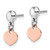 Sterling Silver Rhodium-Plated Rose Gold-Plated Heart Disc Dangle Earrings, 16 mm - View 2