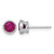 Sterling Silver Rhodium-Plated Polished Bezel Set 6.2 mm Round Red Cubic Zirconia Stud Earrings