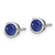 Sterling Silver Rhodium-Plated Polished Bezel Set 6.2 mm Round Blue Cubic Zirconia Stud Earrings - View 2