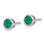 Sterling Silver Rhodium-Plated Polished Bezel Set 6.2 mm Round Green Cubic Zirconia Stud Earrings - View 2