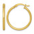 Sterling Silver Gold-Tone Polished 2.00 mm X 25 mm Round Tube Hoop Earrings, 26 mm Long