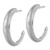Sterling Silver Rhodium-Plated Polished and Scratch Finish C-Hoop Post Earrings, 30.5 mm - View 2
