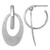 Sterling Silver Rhodium-Plated Polished and Brushed Oval Dangle C-Hoop Post Drop Earrings, 33.5 mm