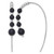 Sterling Silver Rhodium-Plated Polished Graduated Onyx Beaded Threader Drop Earrings, 45.9 mm