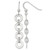 Sterling Silver Polished and Textured Four Circles Dangle Shepherd Hook Drop French Wire Earrings, 47 mm