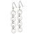 Sterling Silver Polished and Textured Four Circles Dangle Shepherd Hook Drop French Wire Earrings, 47 mm - View 2