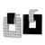 Sterling Silver Rhodium-Plated Polished Cubic Zirconia and Black Agate Square Dangle Mis-Matched Post Drop Earrings, 19.75 mm - View 2